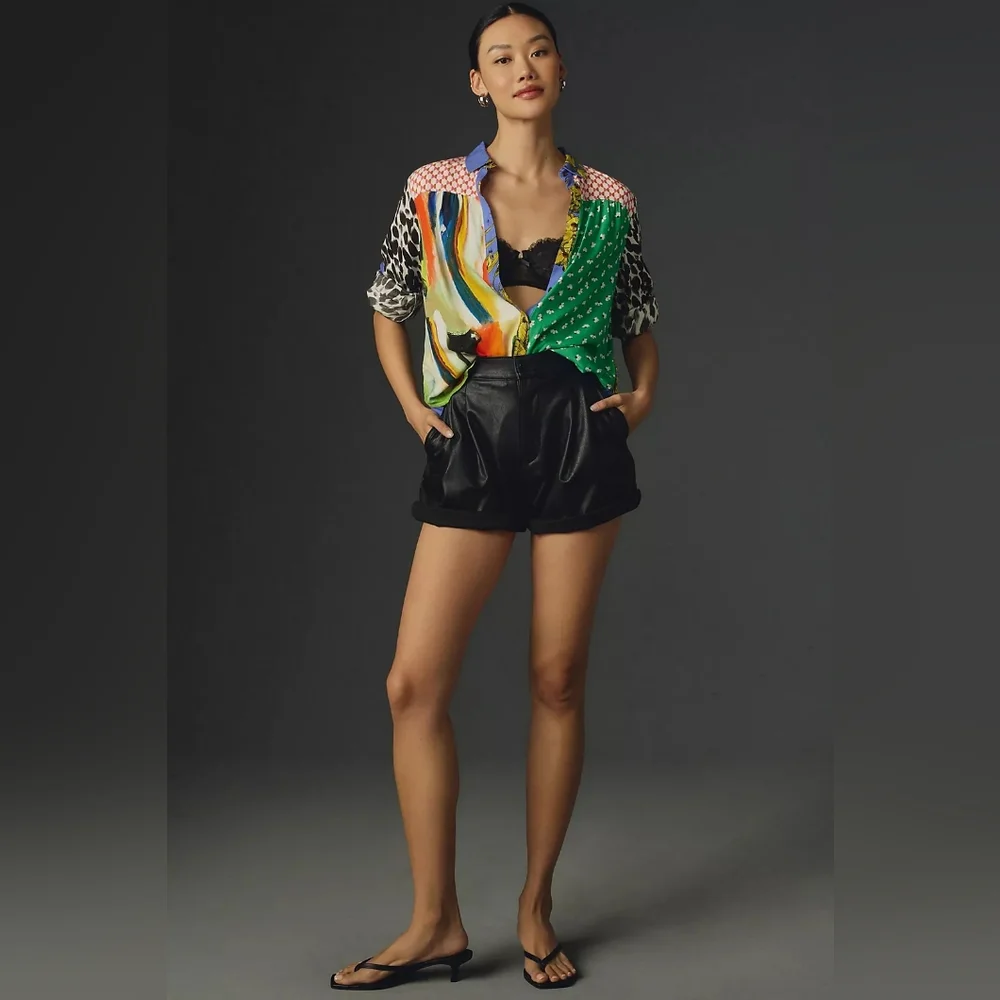 Maeve Paz Contrast Print Button Down Shirt - Picture 2 of 5